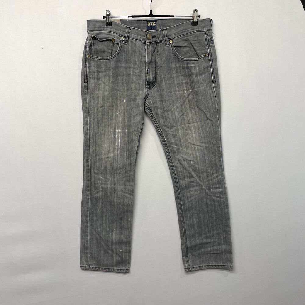 Vintage FUSAI Y2K Hip Hop Baggy Men Jeans Size 36x30 Gray Denim B359 -10